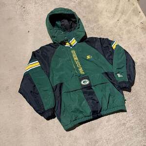 Vintage 90s Green Bay Packers Starter Pro Line Pullover Puffer Jacket